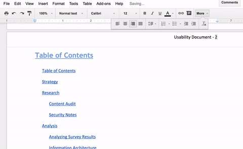 GIF showing writing anchor text to link a top link to.