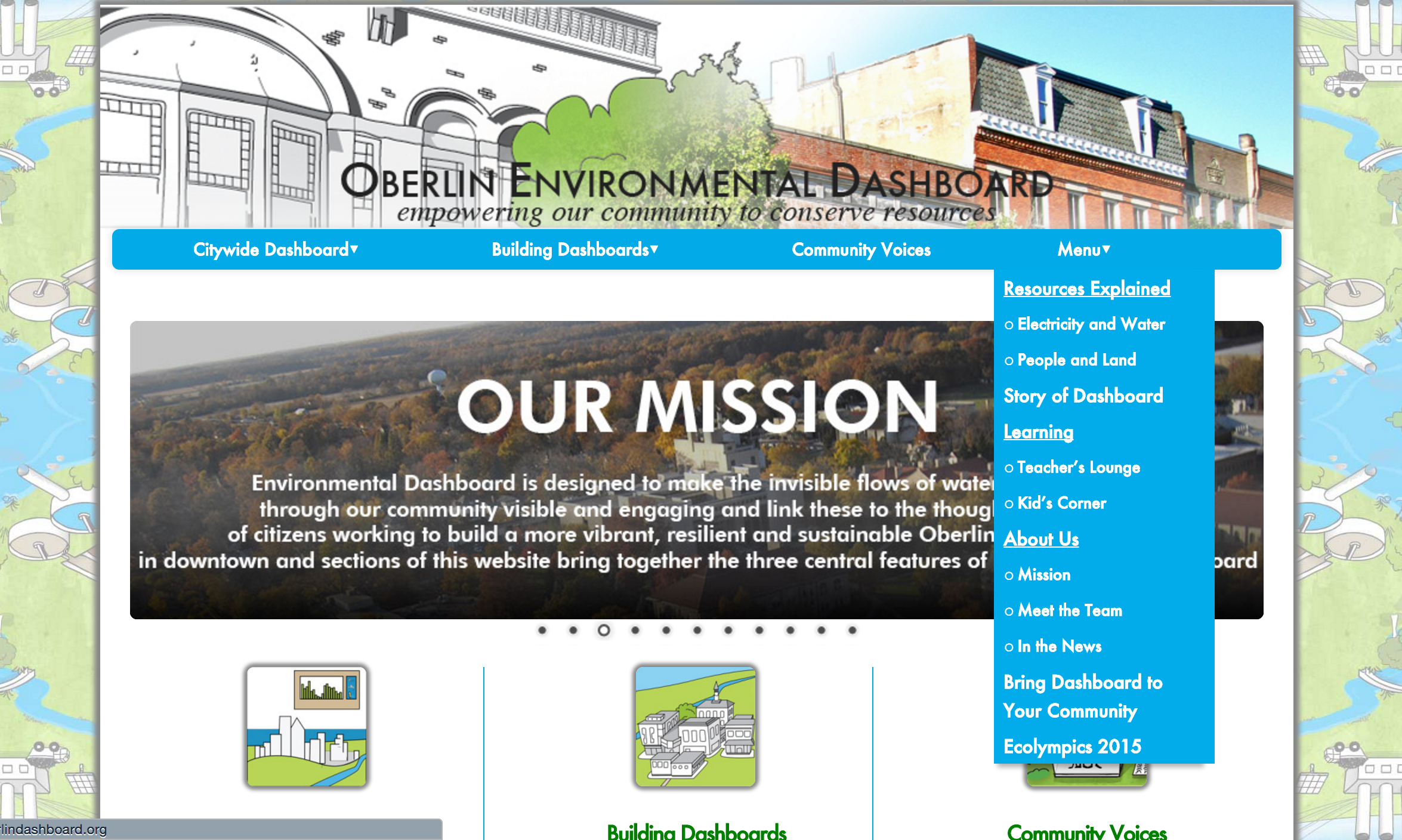 Image of the website oberlindashboard.org, which I began working on in the Spring of 2015.